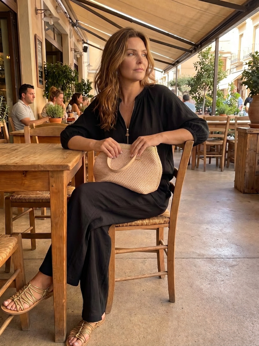 Natalia | Ensemble Top Globo avec Fermeture éclair et Pantalon Large