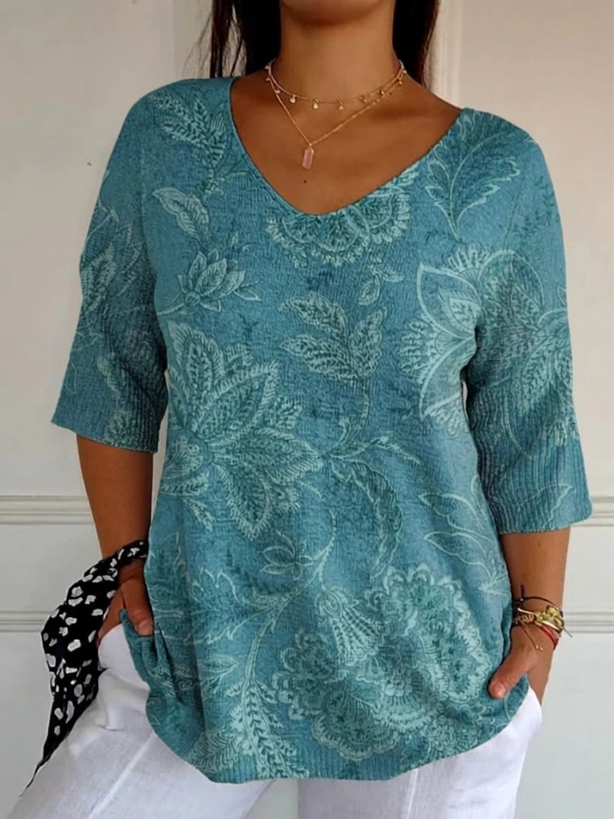 Noa | Top en Maille Fleurs Ethniques
