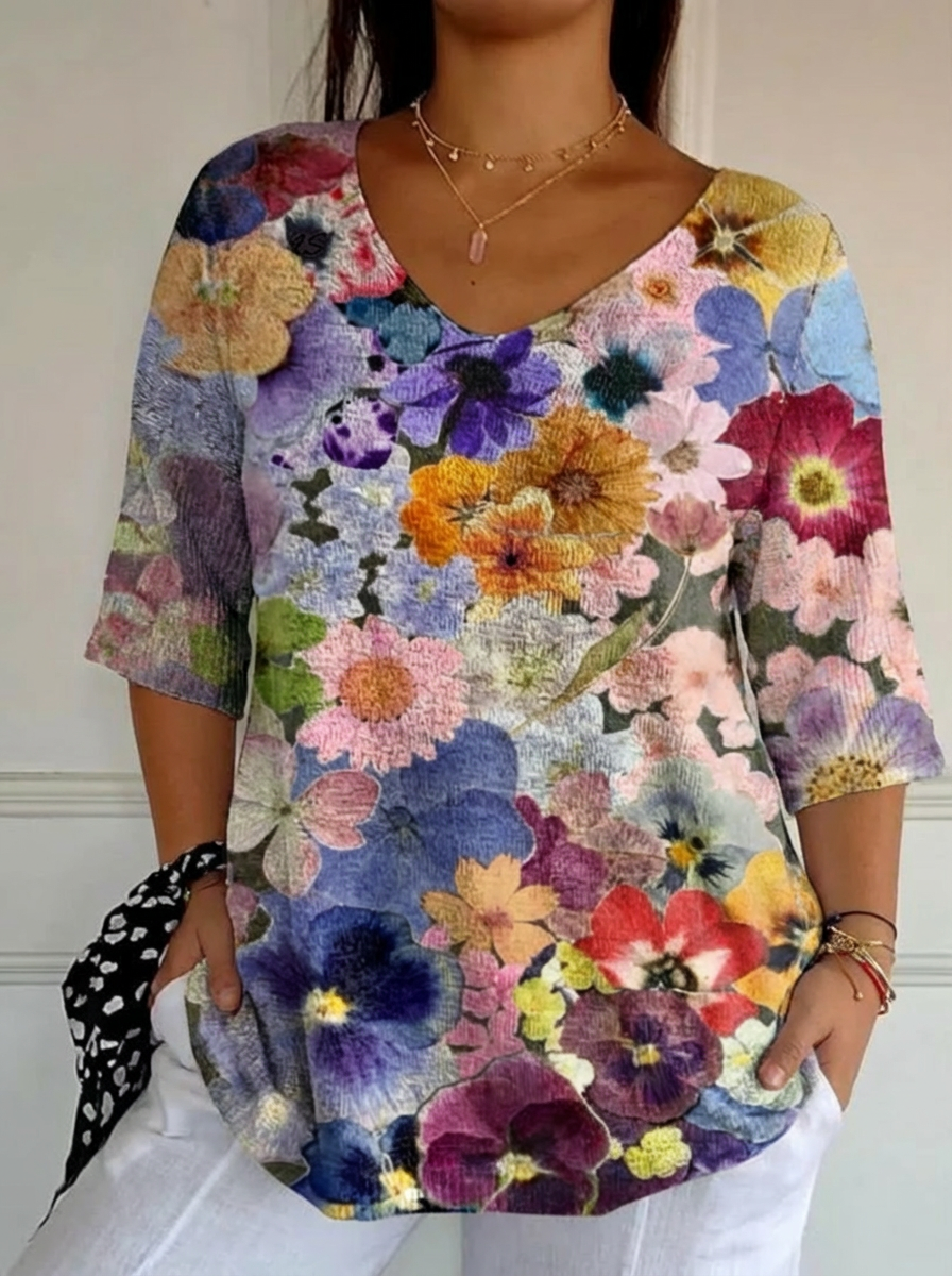 Sara | Top en Maille Fleuri Charmant