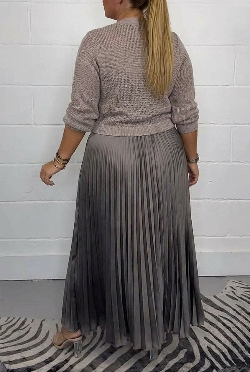 Claudia | Robe Longue avec Cardigan et Plis