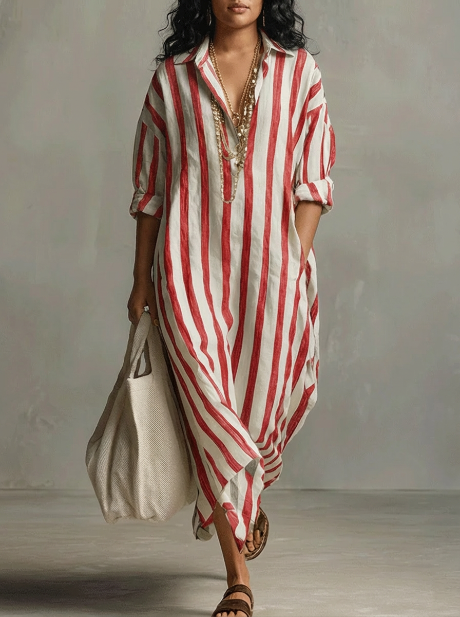 Liora | Robe Maxi Oversize à Rayures