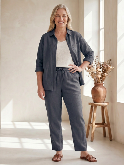 Noor | Ensemble Chemise Manches Longues et Pantalon Droit