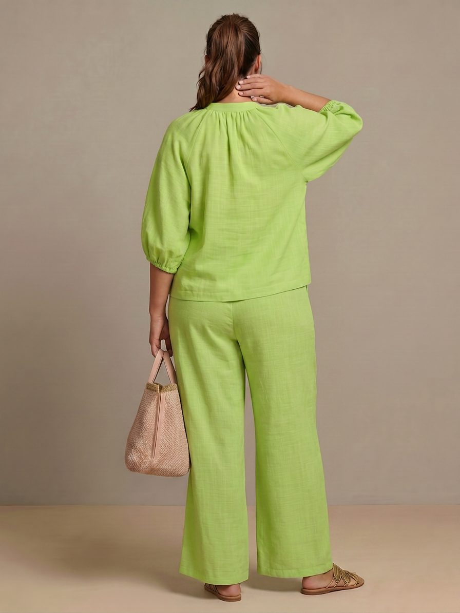 Natalia | Ensemble Top Globo avec Fermeture éclair et Pantalon Large