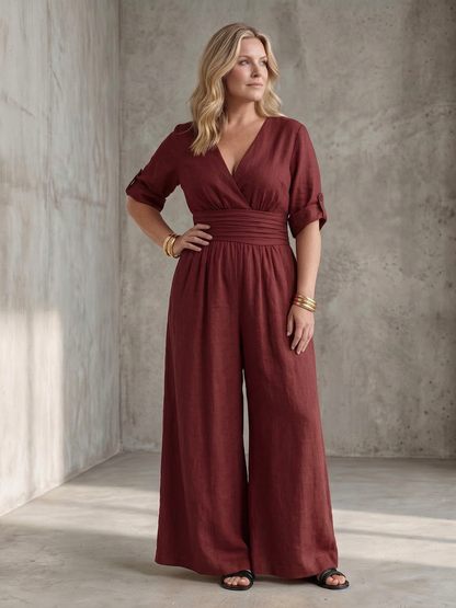 Wanda | Combinaison en Jambe Large avec Croisement Pectoral