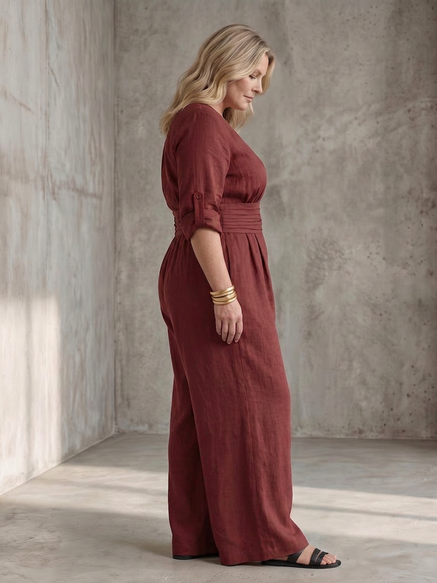 Wanda | Combinaison en Jambe Large avec Croisement Pectoral