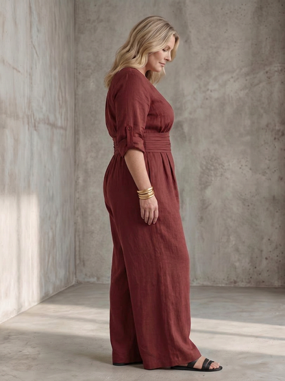 Wanda | Combinaison en Jambe Large avec Croisement Pectoral