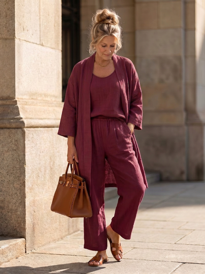 Yael | Ensemble Trois Pièces Décontracté Top et Pantalon