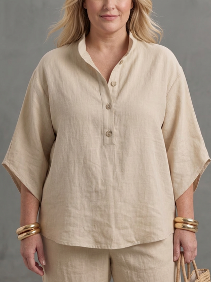 Amity | Ensemble Tunique Boutonnée avec Pantalon Large