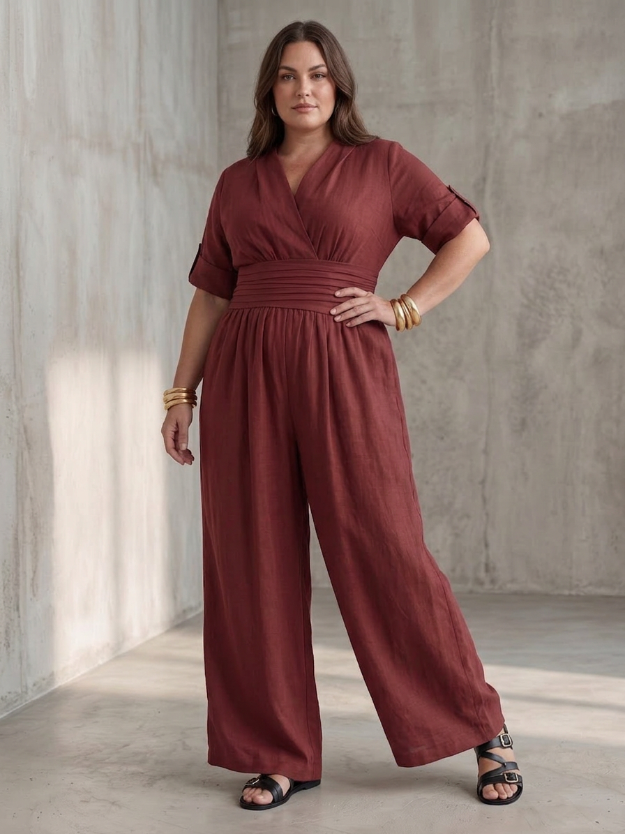 Wanda | Combinaison en Jambe Large avec Croisement Pectoral
