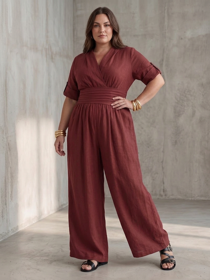 Wanda | Combinaison en Jambe Large avec Croisement Pectoral