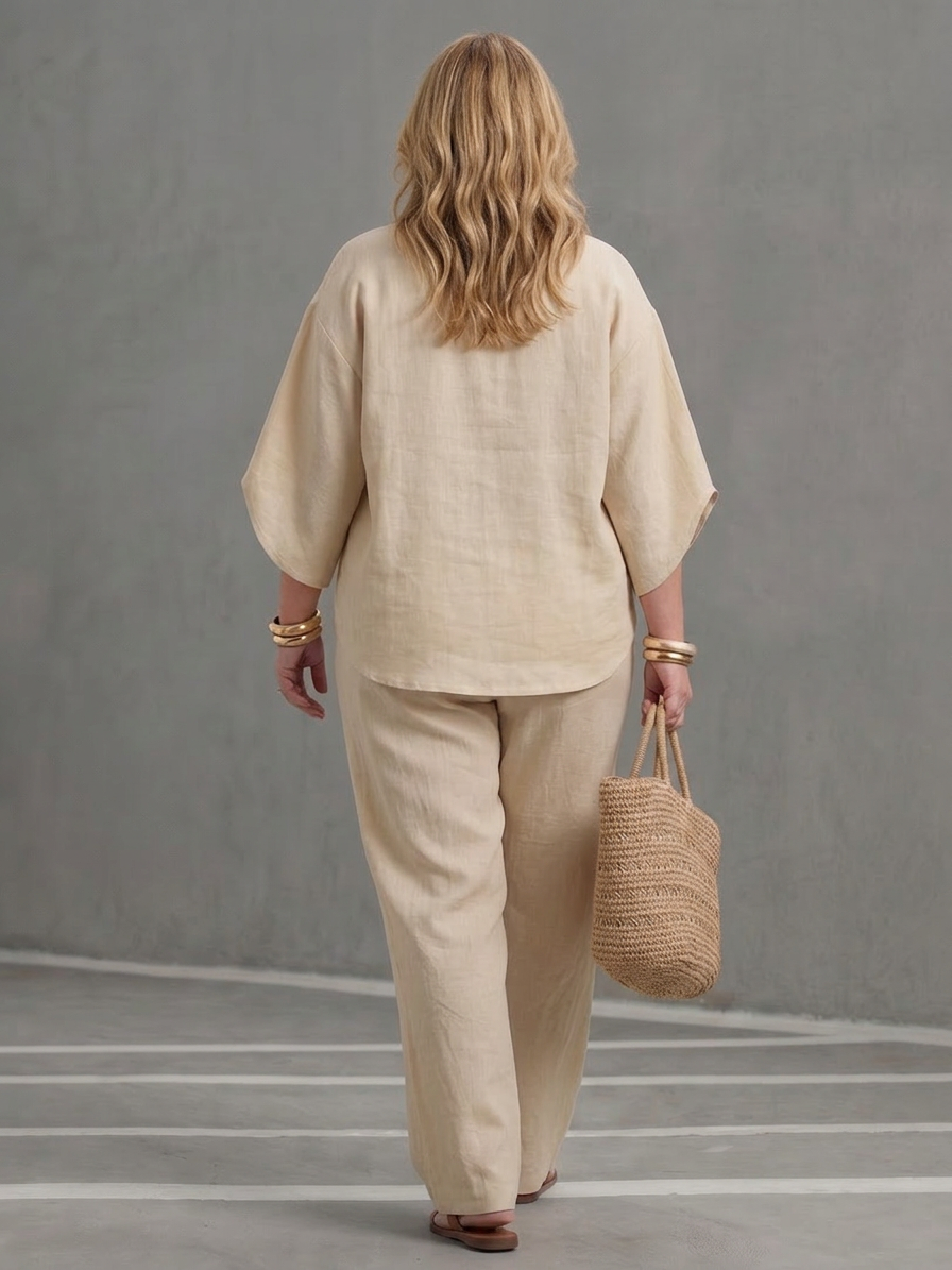 Amity | Ensemble Tunique Boutonnée avec Pantalon Large