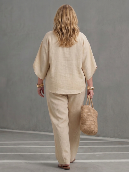 Amity | Ensemble Tunique Boutonnée avec Pantalon Large