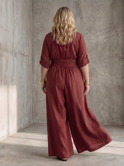 Wanda | Combinaison en Jambe Large avec Croisement Pectoral