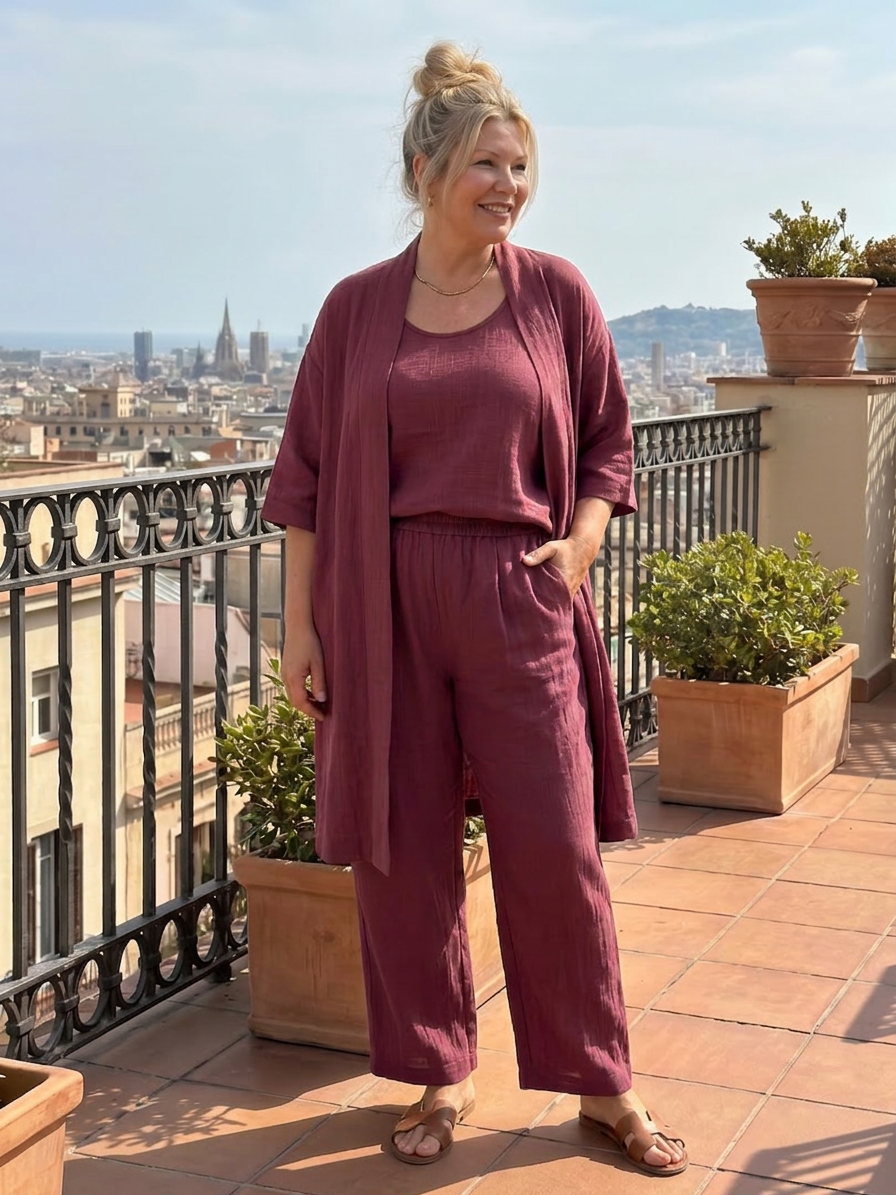 Yael | Ensemble Trois Pièces Décontracté Top et Pantalon