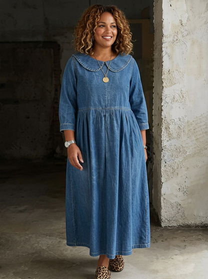 Clara | Robe en Jean Col Claudine