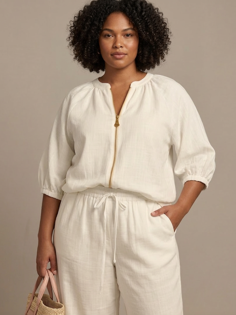 Natalia | Ensemble Top Globo avec Fermeture éclair et Pantalon Large