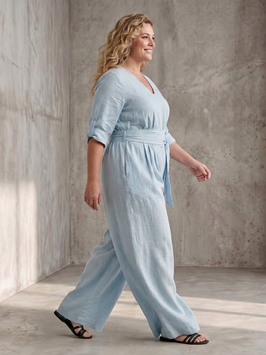 Wanda | Combinaison en Jambe Large avec Croisement Pectoral