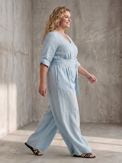 Wanda | Combinaison en Jambe Large avec Croisement Pectoral