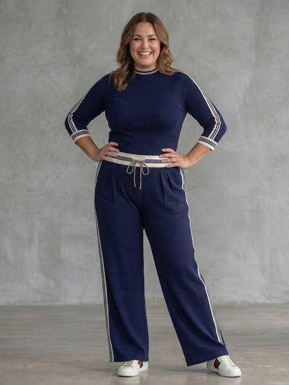 Eirlys | Ensemble Top Ajusté Manches Longues et Pantalon Large