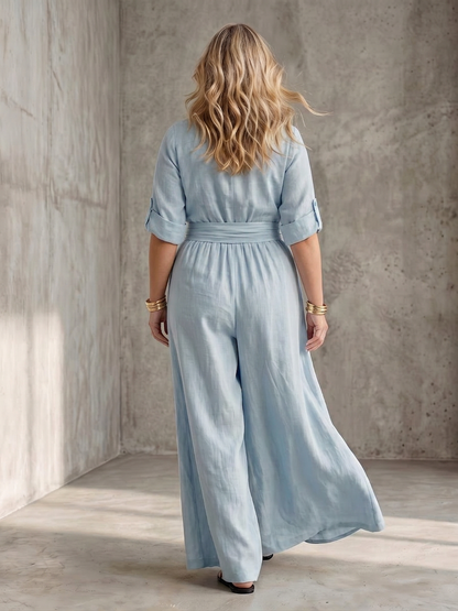 Wanda | Combinaison en Jambe Large avec Croisement Pectoral