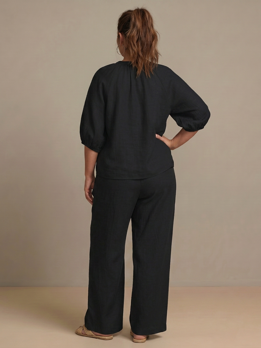 Natalia | Ensemble Top Globo avec Fermeture éclair et Pantalon Large