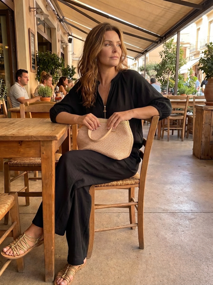Natalia | Ensemble Top Globo avec Fermeture éclair et Pantalon Large