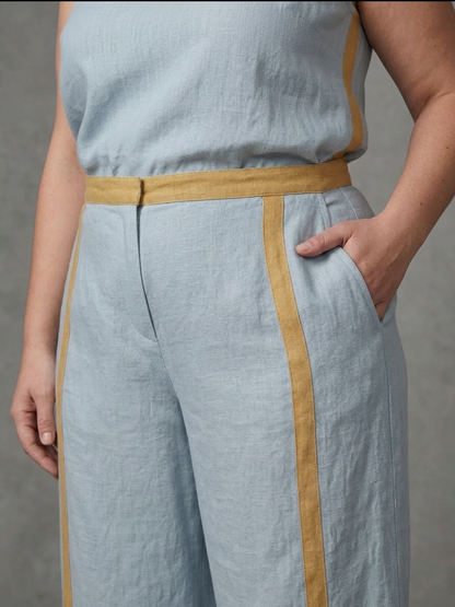 Inara | Ensemble Top Sans Manches et Pantalon Large Contrasté