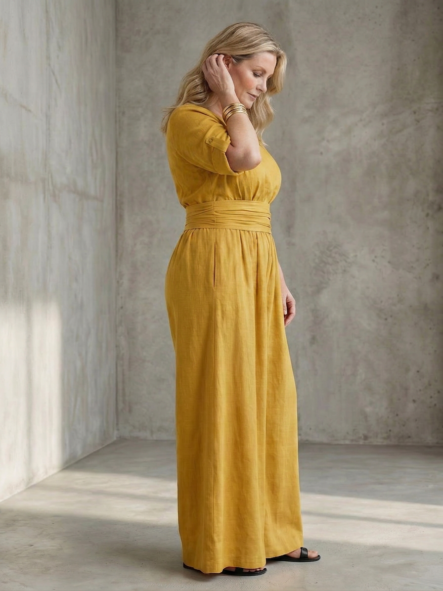 Wanda | Combinaison en Jambe Large avec Croisement Pectoral