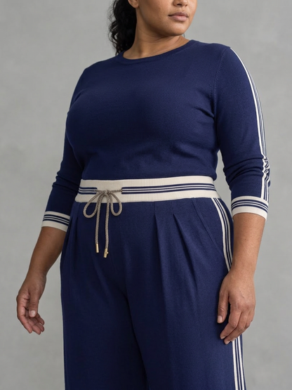 Eirlys | Ensemble Top Ajusté Manches Longues et Pantalon Large