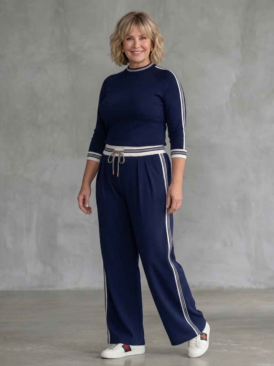 Eirlys | Ensemble Top Ajusté Manches Longues et Pantalon Large