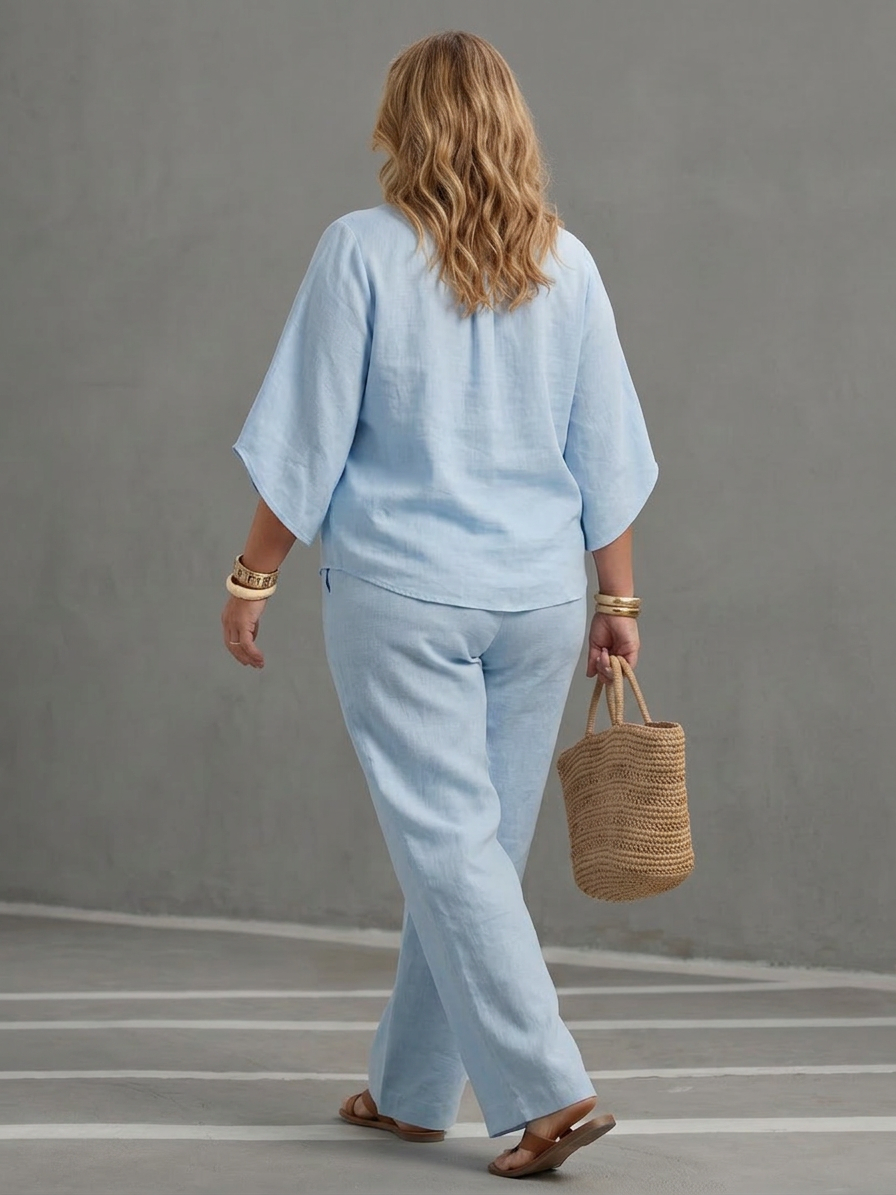 Amity | Ensemble Tunique Boutonnée avec Pantalon Large