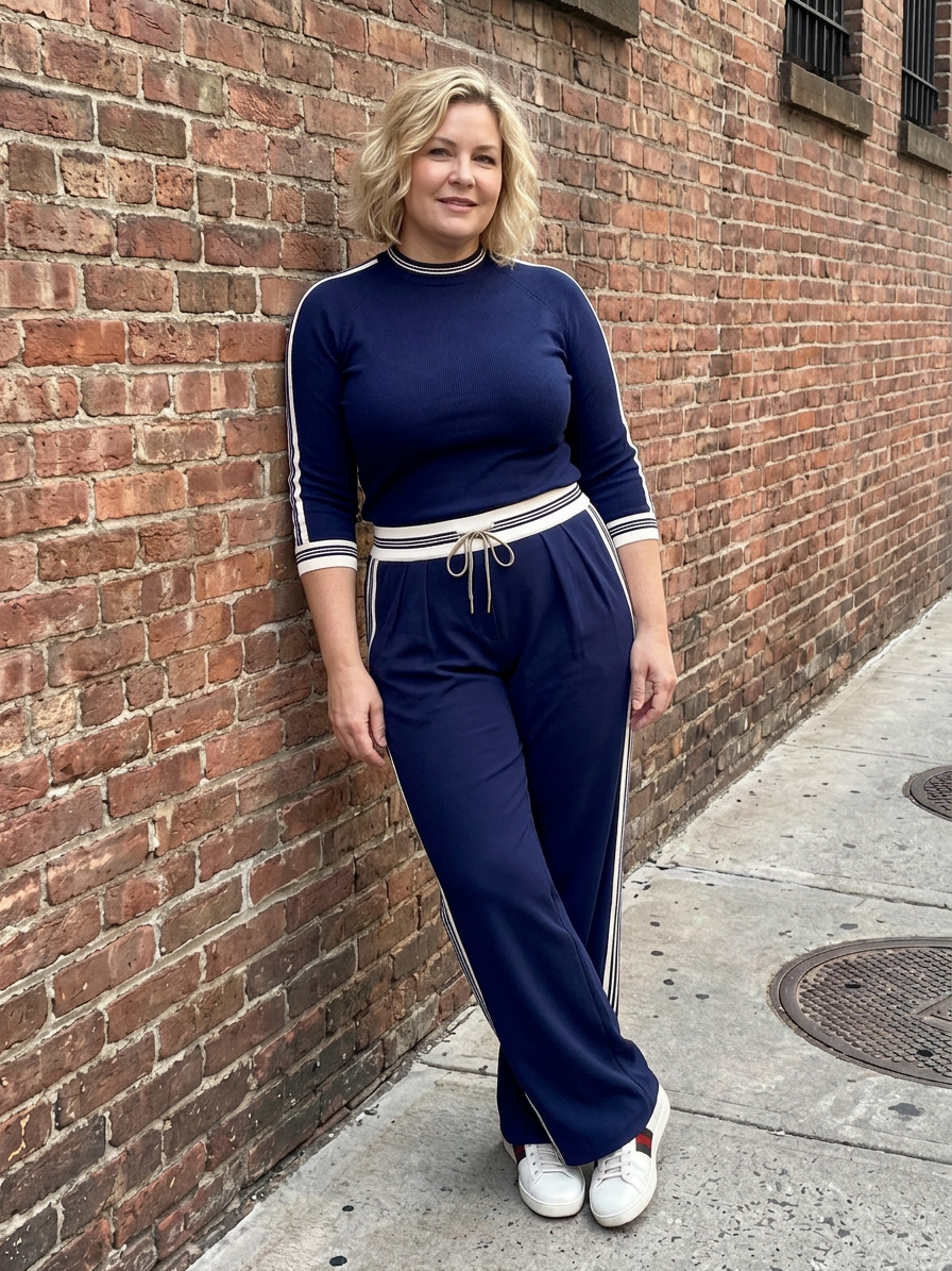 Eirlys | Ensemble Top Ajusté Manches Longues et Pantalon Large