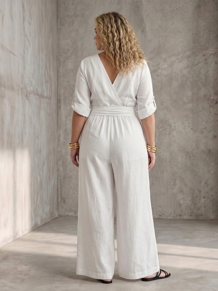 Wanda | Combinaison en Jambe Large avec Croisement Pectoral