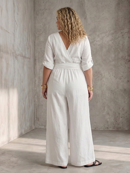 Wanda | Combinaison en Jambe Large avec Croisement Pectoral