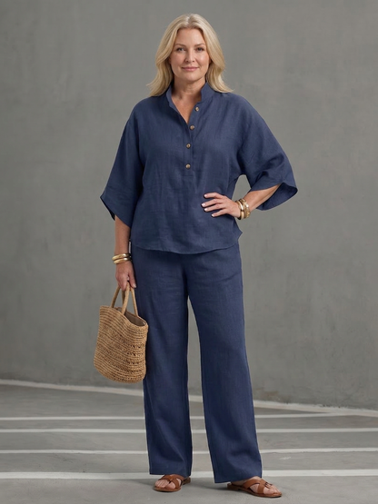 Amity | Ensemble Tunique Boutonnée avec Pantalon Large