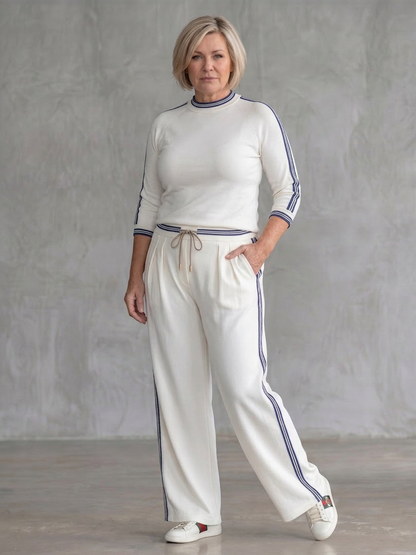 Eirlys | Ensemble Top Ajusté Manches Longues et Pantalon Large
