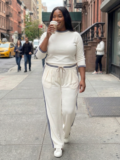 Eirlys | Ensemble Top Ajusté Manches Longues et Pantalon Large