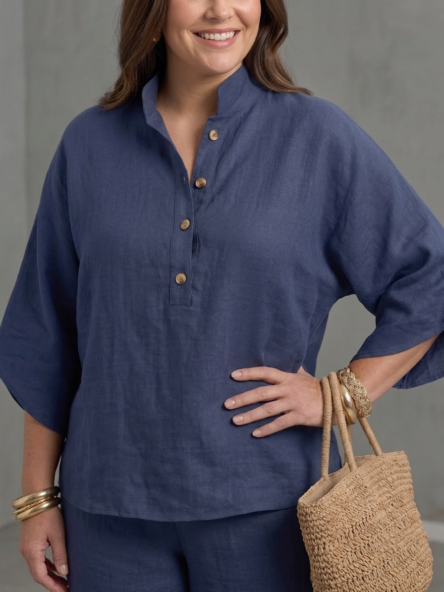 Amity | Ensemble Tunique Boutonnée avec Pantalon Large