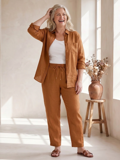 Noor | Ensemble Chemise Manches Longues et Pantalon Droit