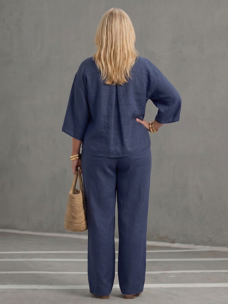 Amity | Ensemble Tunique Boutonnée avec Pantalon Large