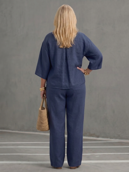 Amity | Ensemble Tunique Boutonnée avec Pantalon Large
