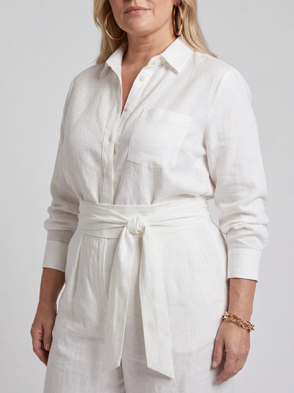 Jovie | Combinaison Jambes Larges Boutonnée à Manches Longues