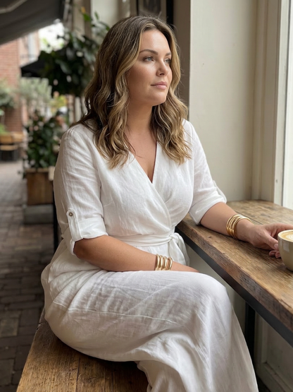 Wanda | Combinaison en Jambe Large avec Croisement Pectoral