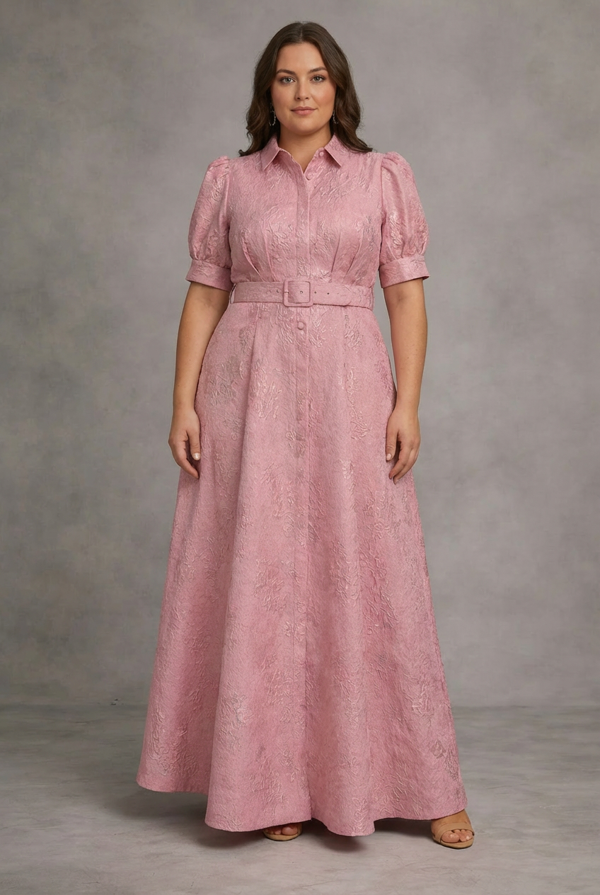 Rose | Robe Longue Imprimée avec Ceinture
