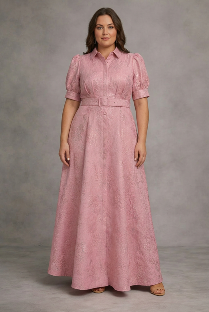 Rose | Robe Longue Imprimée avec Ceinture