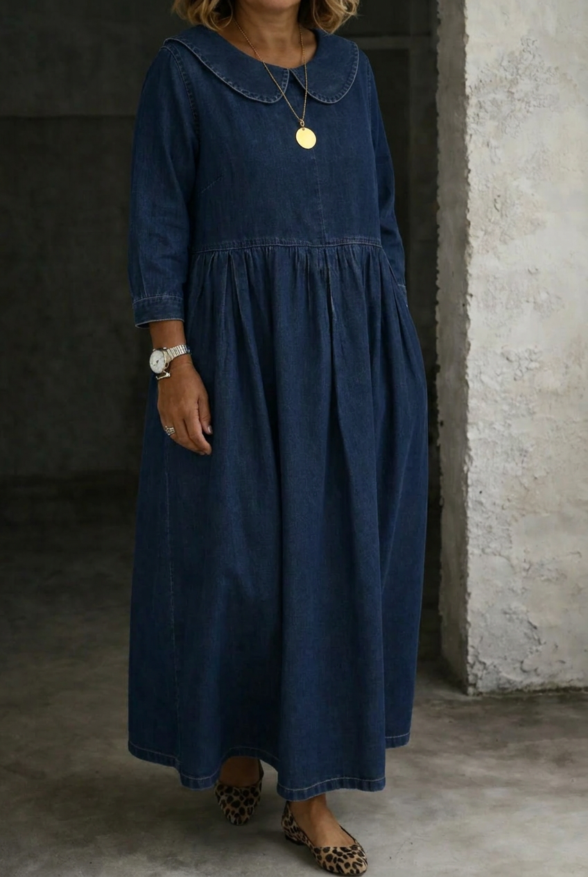 Clara | Robe en Jean Col Claudine