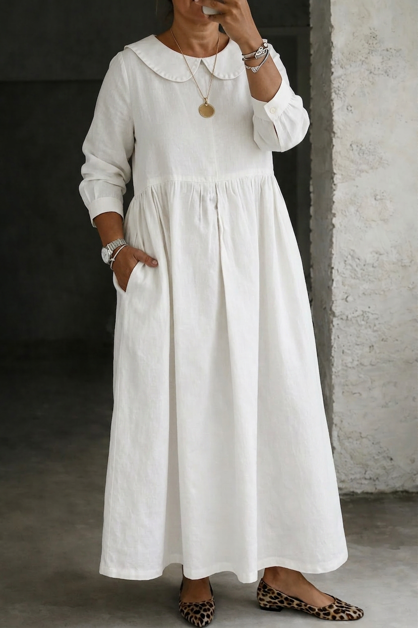 Clara | Robe en Jean Col Claudine