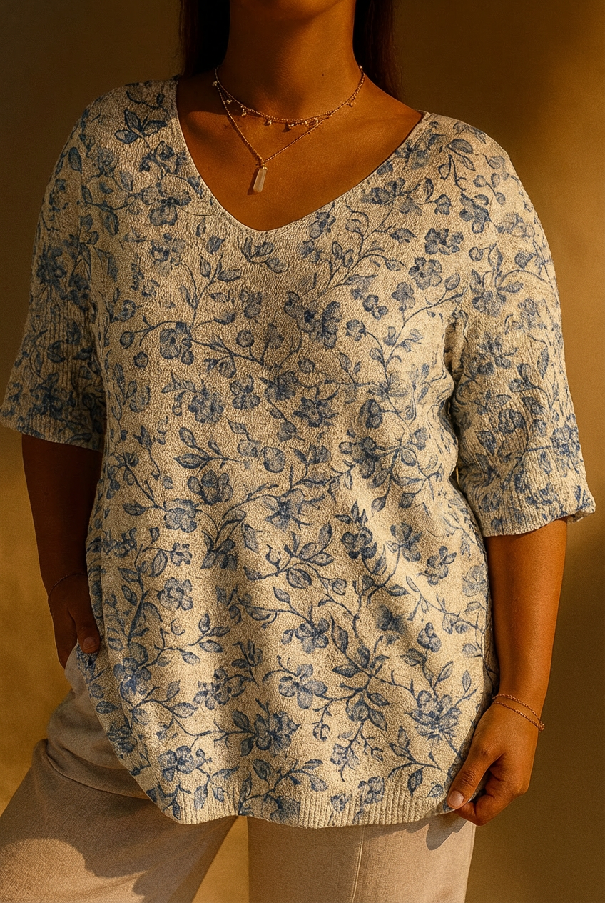 Helena | Top de Maille Fleurecillas Bleues