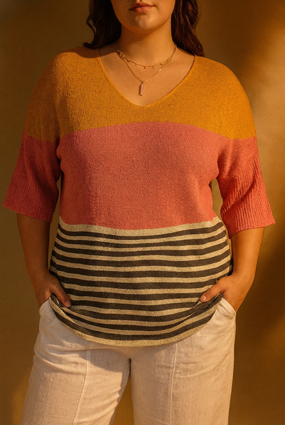 Elisa | Top en Maille Lignes Abstraites