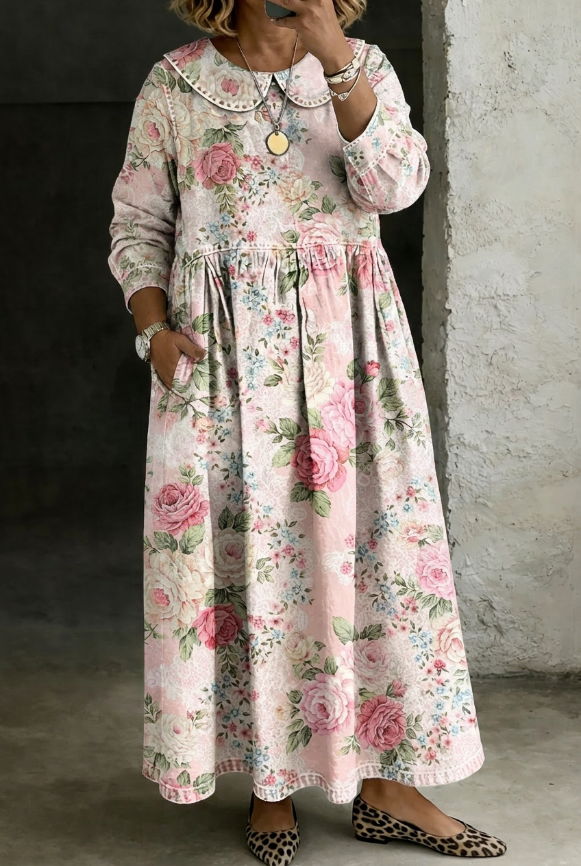 Brooklyn | Robe en Jean Col Fleuri
